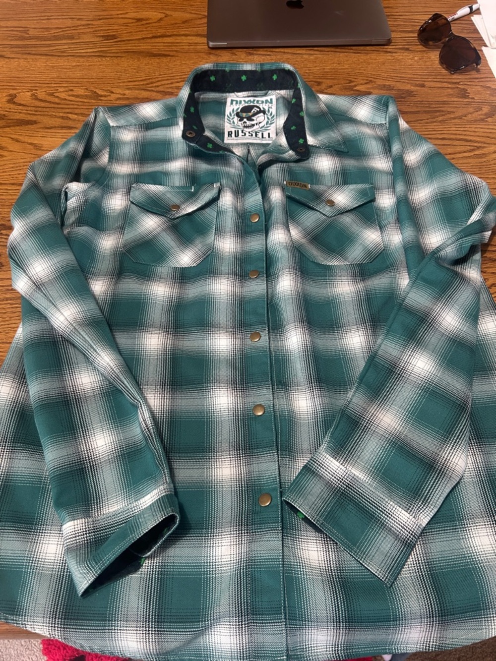 DIXXON Green White Plaid Button-Down Shirt